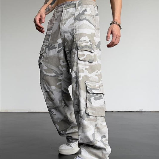 Pantalones Slim Drapeado de Corte Recto Estilo Urbano