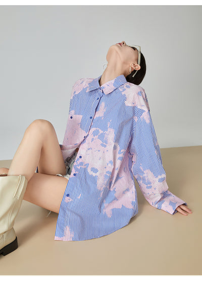 Blusa Suelta de Rayas Azules Estampada para Mujer - Image 15