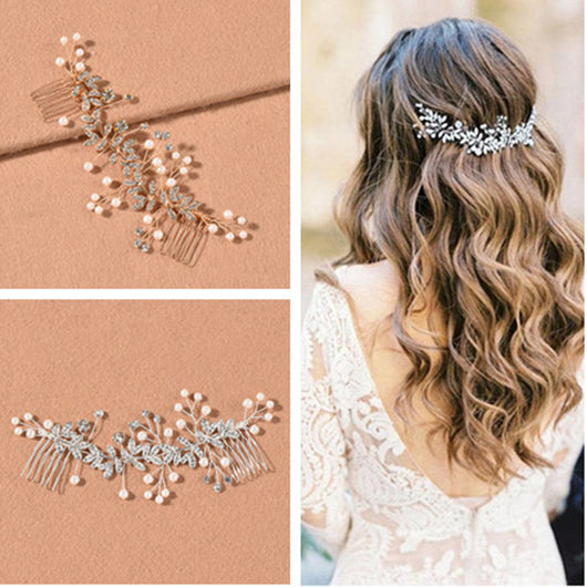 Peineta de Novia Plateada con Flores - Tocado para Boda