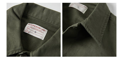 Camisa de Trabajo Algodón Satinado Verde Oliva para Hombre - Image 9