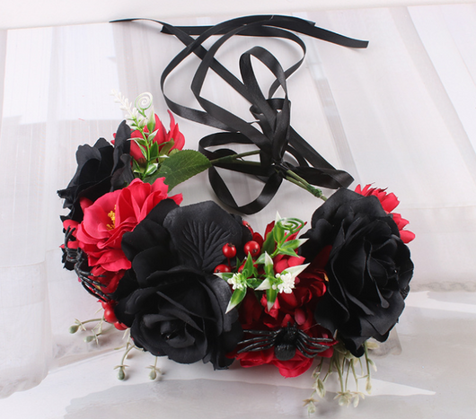Diadema de Rosas de Simulación para Fiestas de Halloween y Navidad - Image 6