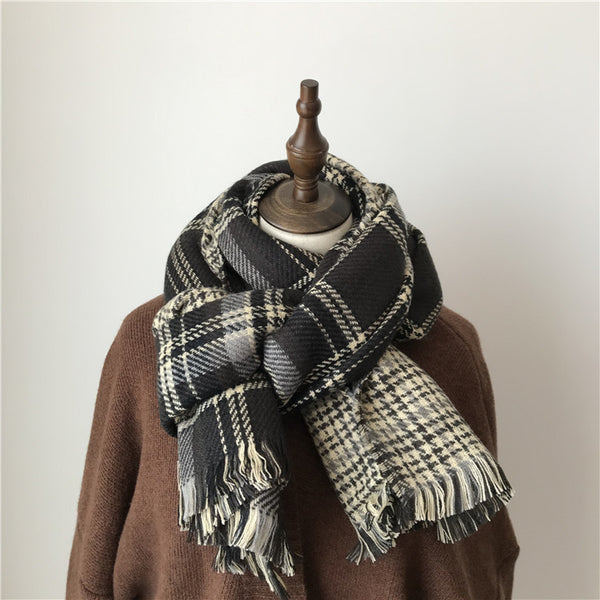 Bufanda Cuadros Retro Otoño Invierno para Mujer