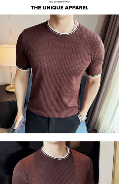 Camiseta de Cuello Redondo con Contraste de Colores en Algodón Stretch - Image 20