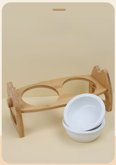 Comedero Doble de Cerámica con Soporte de Madera Ajustable para Perros y Gatos - Image 14