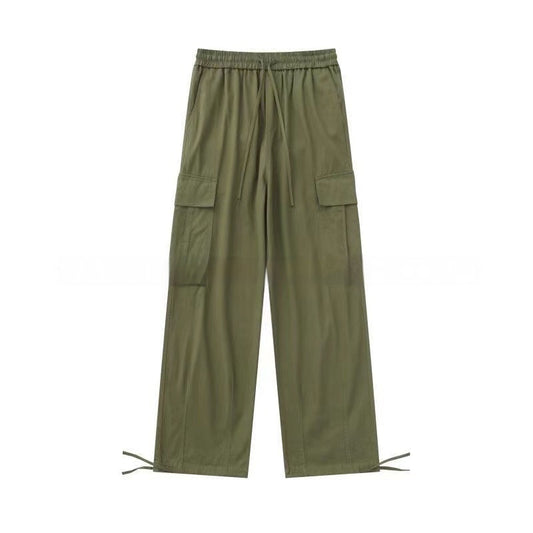 Pantalón Cargo Holgado de Pierna Recta con Múltiples Bolsillos y Cintura Ajustable - Image 2