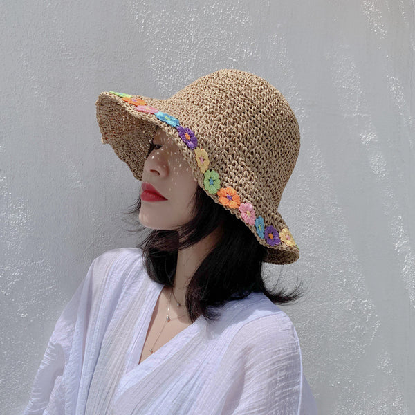 Sombrero Plegable con Flores para el Sol - Gorro Pescador Transpirable Playa