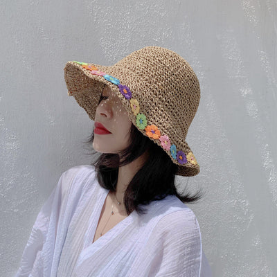 Sombrero Plegable con Flores para el Sol - Gorro Pescador Transpirable Playa - Image 2