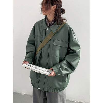 Chaqueta de Cuero Suelta Estilo Japonés para Primavera y Otoño - Image 9