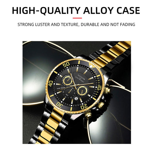 Reloj de Lujo Dorado para Hombre - Acero Inoxidable Resistente al Agua con Esfera Luminosa - Image 13