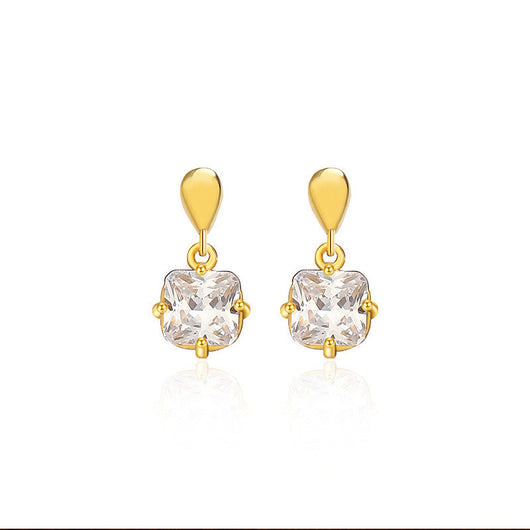 Aretes de Plata 925 Elegantes con Diamante Cuadrado en Forma de Gota - Image 5