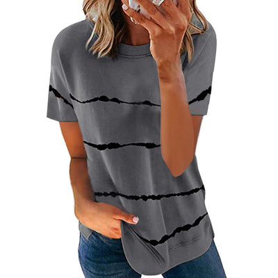 Blusa Rayada Suelta de Manga Corta - Image 7