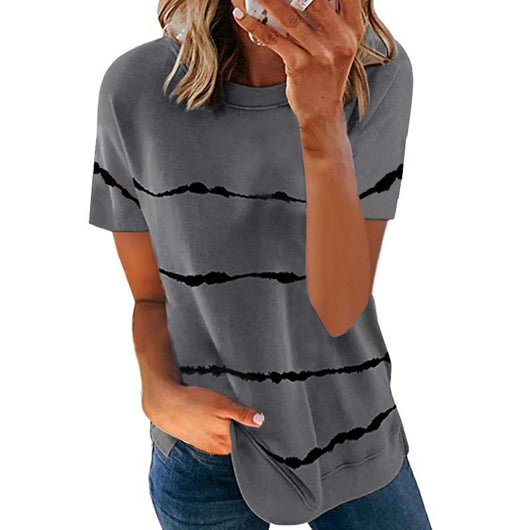 Blusa Rayada Suelta de Manga Corta - Image 7