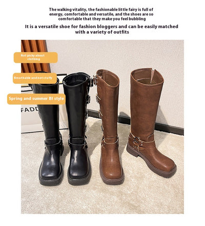 Botas Martin de Cuero Genuino con Tacón Robusto y Hebilla Retro para Mujer - Image 17