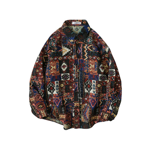Camisa Retro a Cuadros Suelta de Manga Larga para Hombre - Image 7