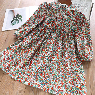 Vestido de Niña de Algodón con Flores y Mangas Largas - Image 5