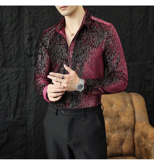 Camisa Slim Fit Brillante para Hombre - Estilo Personalidad - Image 31