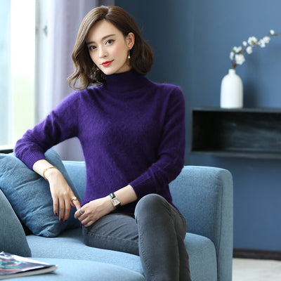 Suéter Cuello Alto Holgado en Cashmere y Terciopelo Mink - Image 17