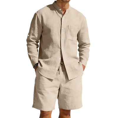 Conjunto de Camisa y Shorts de Lino para Hombre - Image 4