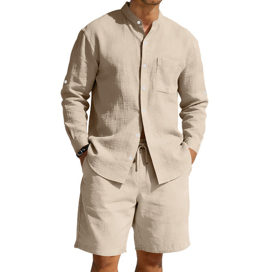 Conjunto de Camisa y Shorts de Lino para Hombre - Image 4