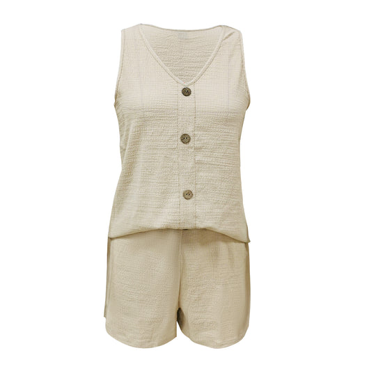 Conjunto Deportivo Dos Piezas: Top Escote V y Shorts Lisos - Image 15