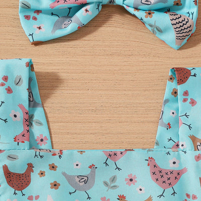 Vestido Infantil Pollo Cartoon con Mangas Volantes - Image 3