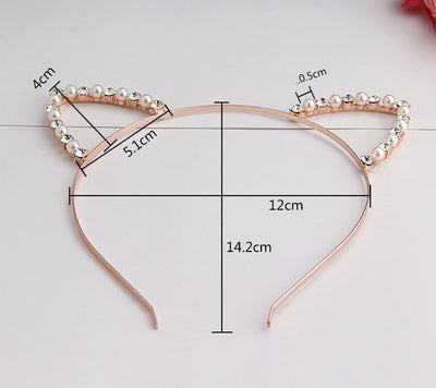 Diadema de Orejas de Gato con Perlas y Diamantes - Image 8