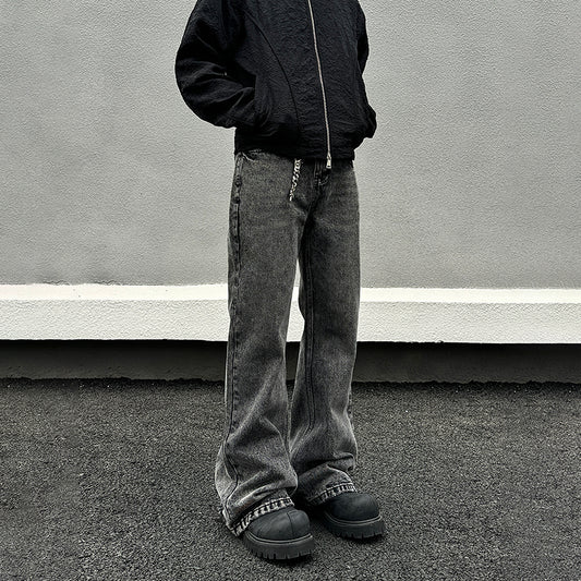 Pantalones Vaqueros Skinny Gris Desgastado para Hombre
