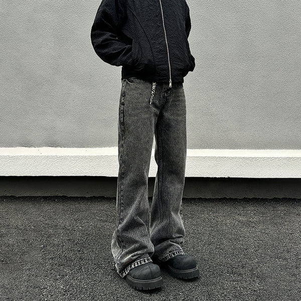 Pantalones Vaqueros Skinny Gris Desgastado para Hombre