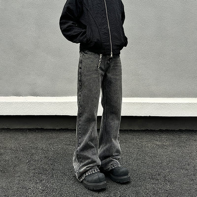 Pantalones Vaqueros Skinny Gris Desgastado para Hombre