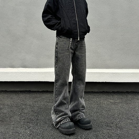 Pantalones Vaqueros Skinny Gris Desgastado para Hombre