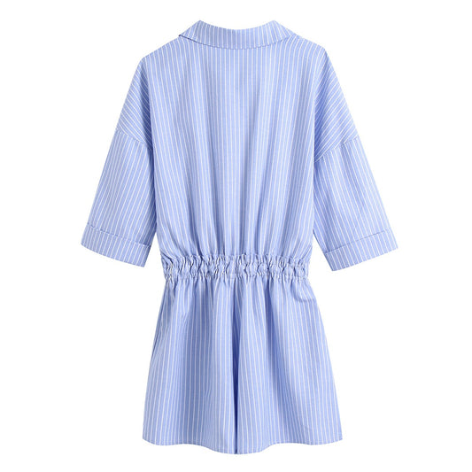Jumpsuit Casual con Rayas, Cutout Lateral y Cintura Ajustable - Image 2