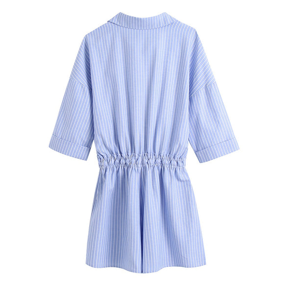 Jumpsuit Casual con Rayas, Cutout Lateral y Cintura Ajustable
