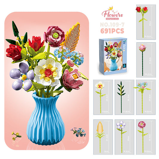 Bloques de Construcción Flores con Piezas Pequeñas - Juguete Educativo Armable - Image 12