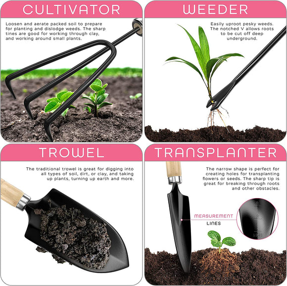 Juego Completo de Herramientas de Jardinería en Acero Inoxidable