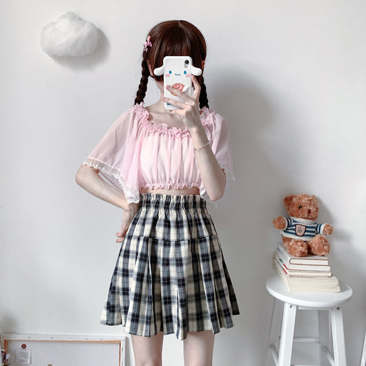 Blusa de Verano en Encaje y Gasa con Manga Corta - Image 4