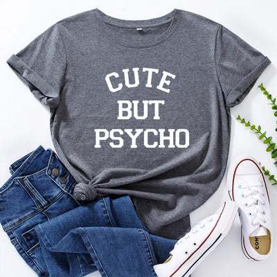 Camiseta Suelta de Cuello Redondo con Diseño Creativo de Letras para Mujer - Image 19
