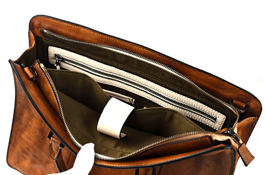 Bolso de Cuero Curtido al Vegetal Estilo Retro Horizontal para Hombre - Image 16