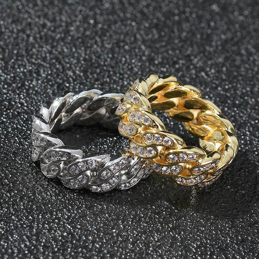 Anillo Cubano de Circonia Cúbica para Hombre con Eslabones de Una Fila - Image 3