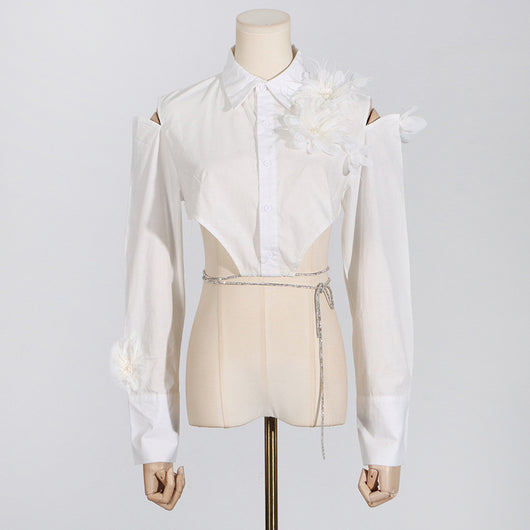 Blusa Floral con Diseño Irregular y Detalles Cosidos para Mujer - Image 9