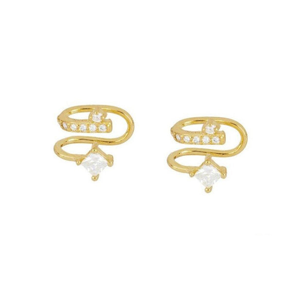 Aretes de Clip en Plata Esterlina con Diamantes Geométricos Premium - Image 4