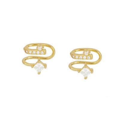 Aretes de Clip en Plata Esterlina con Diamantes Geométricos Premium - Image 4