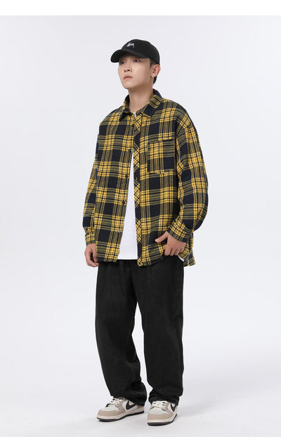 Camisa Casual Retro Cuadros para Hombre - Corte Holgado Primavera Otoño - Image 10