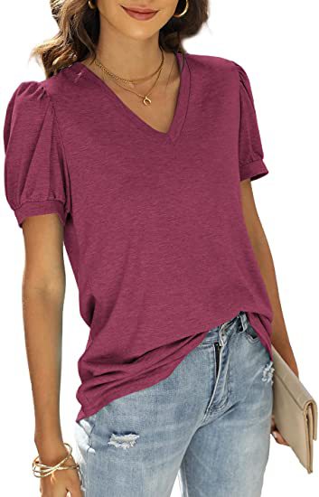 Blusa Casual Mujer Cuello V Manga Abullonada Suelta - Estilo Europeo Americano - Image 17