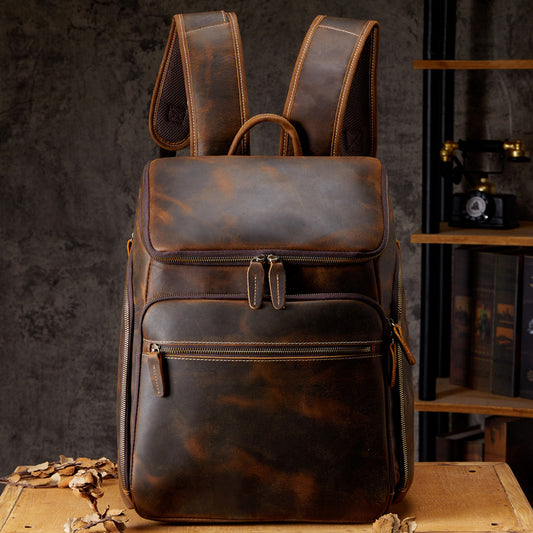 Mochila de Cuero Vintage para Hombre - Bolso de Viaje y Trabajo