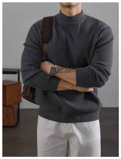 Suéter Cuello Tortuga Coreano para Hombre con Rayas Verticales - Image 17