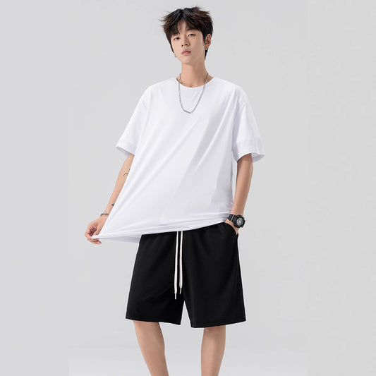 Conjunto de Pantalón y Camiseta Ice Silk para Hombre - Color Sólido - Image 2