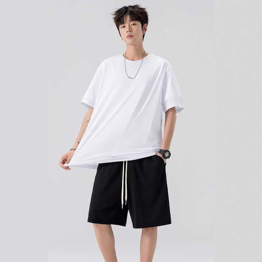 Conjunto de Pantalón y Camiseta Ice Silk para Hombre - Color Sólido - Image 2