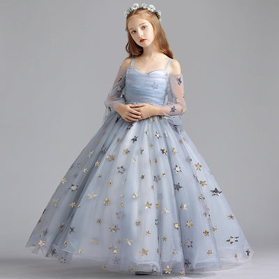 Vestido Princesa Acolchado de Manga Larga para Niñas
