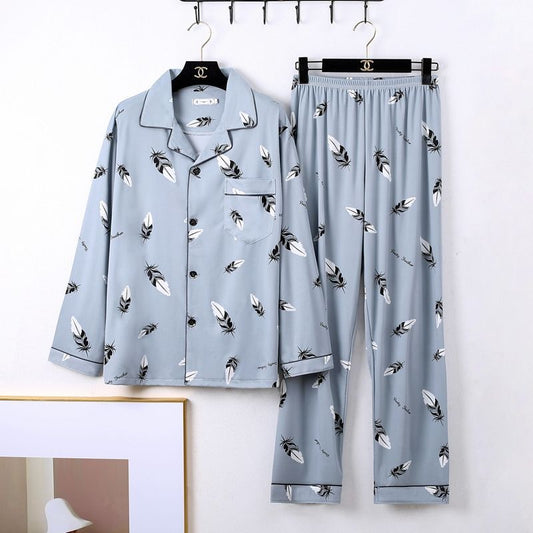 Pijama Hombre Manga Larga Primavera Otoño Conjunto Cómodo