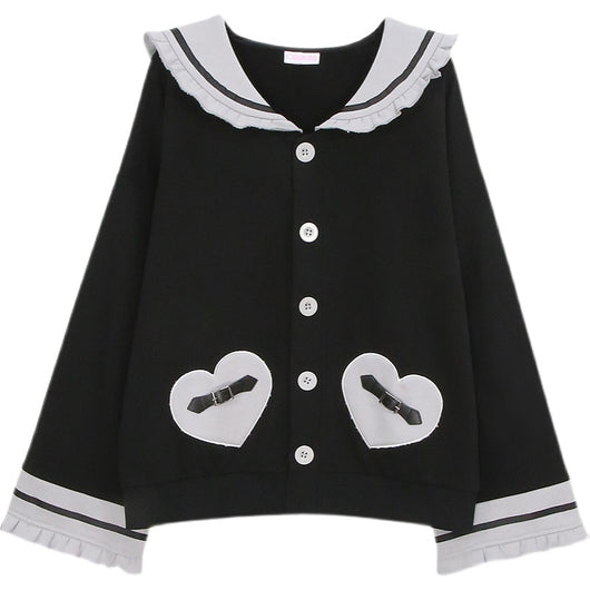 Cardigan Suelto con Volantes Azul Marino - Image 10